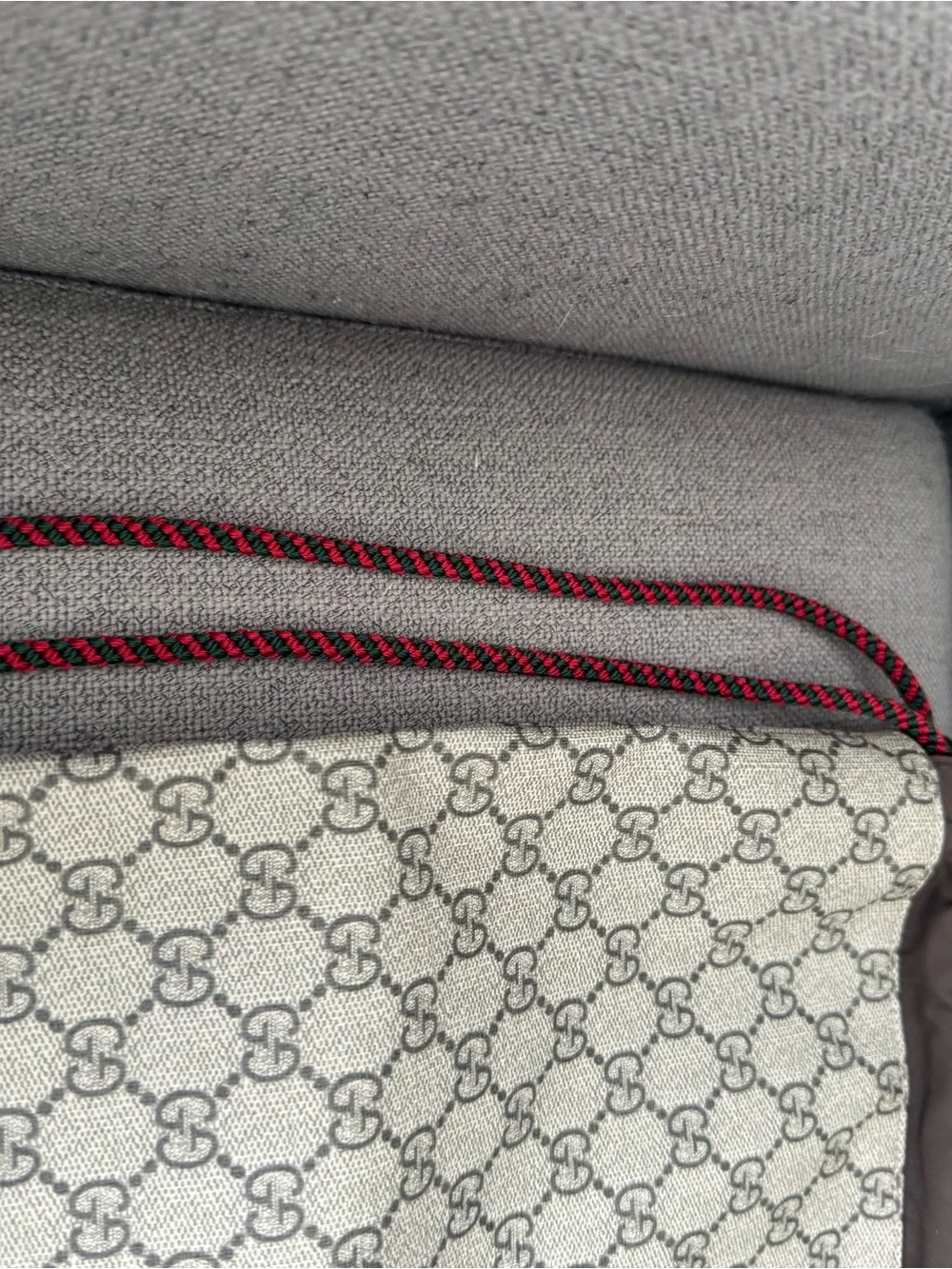 Gucci Beige GG Canvas Backpack with Yellow Corners and Brown Trim